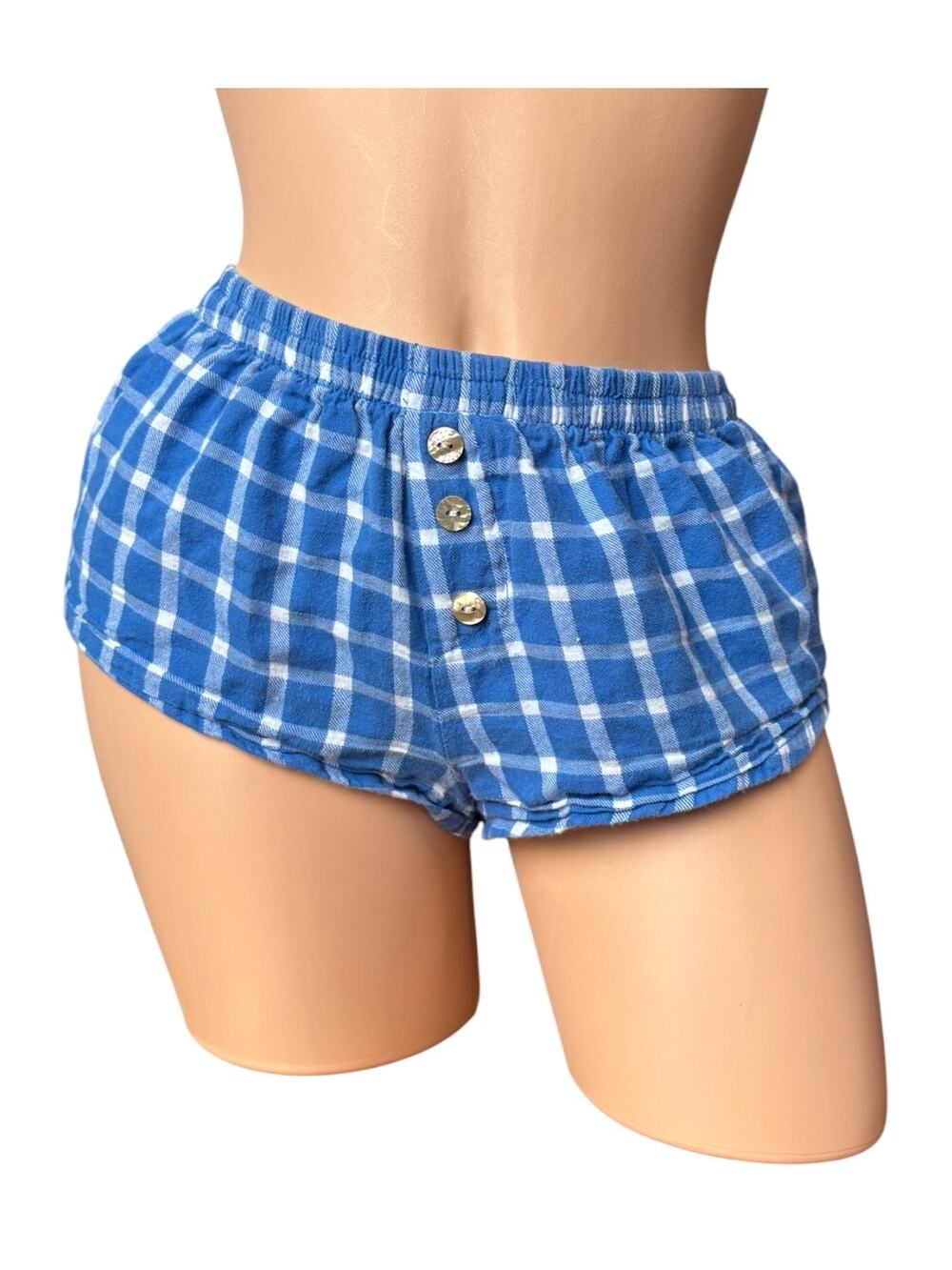 Pacsun Blue Plaid Micro low rise pajama lounge shorts summer sleepwear - small